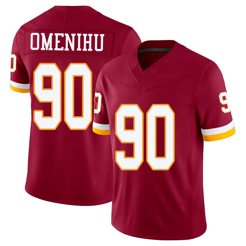 Washington #90 Omenihu Player Football V Neck Short Sleeve Red Jersey Charles For Men Youth Women Gift