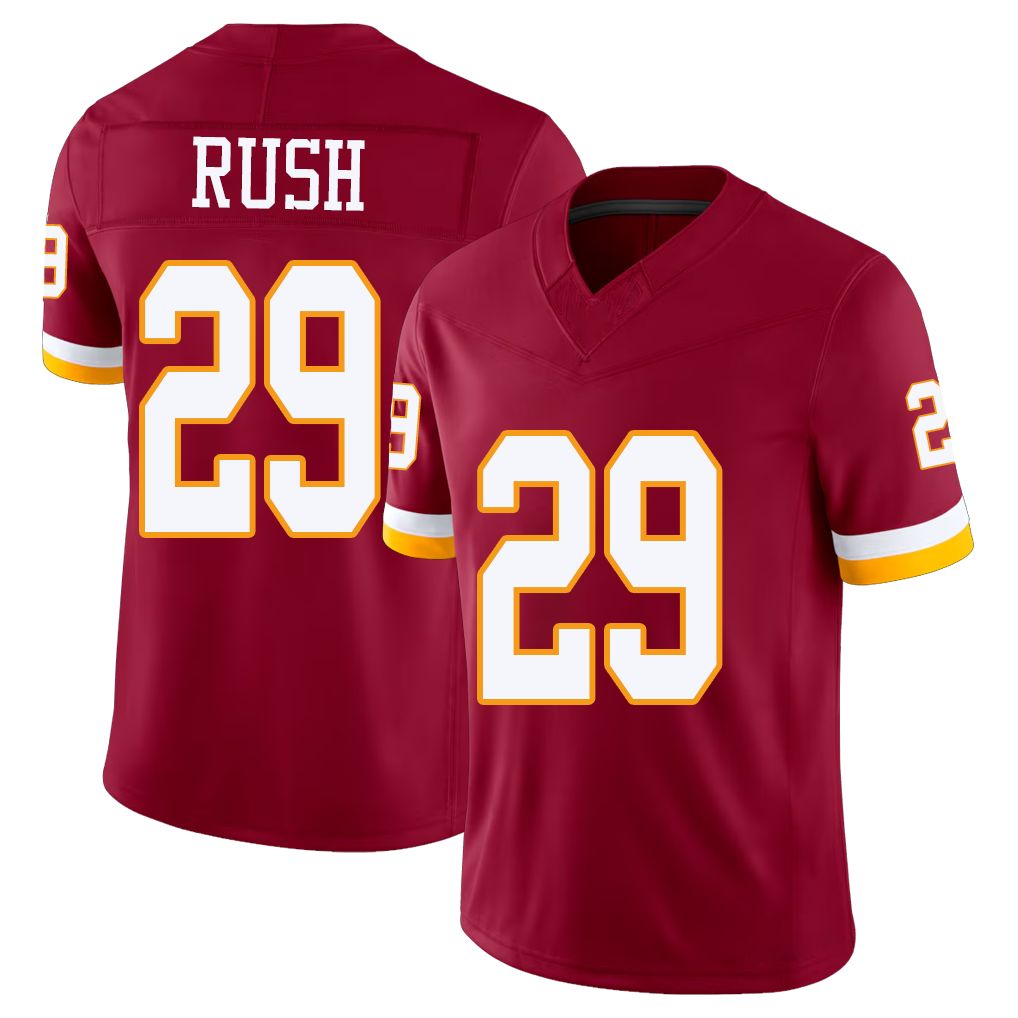 Washington #29 Rush Player Football V Neck Short Sleeve Red Jersey Darius For Men Youth Women Gift