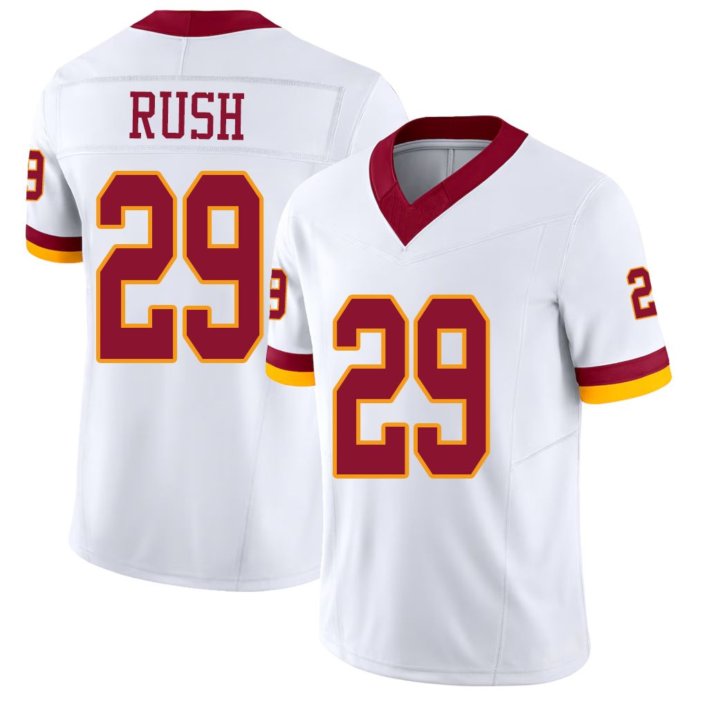 Washington #29 Rush Player Football V Neck Short Sleeve White Jersey Darius For Men Youth Women Gift