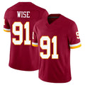 Washington #91 Wise Player Football V Neck Short Sleeve Red Jersey Deatrich For Men Youth Women Gift