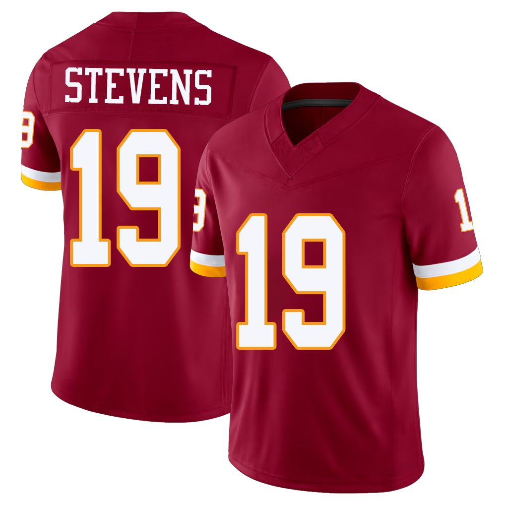Washington #19 Stevens Player Football V Neck Short Sleeve Red Jersey Drew For Men Youth Women Gift