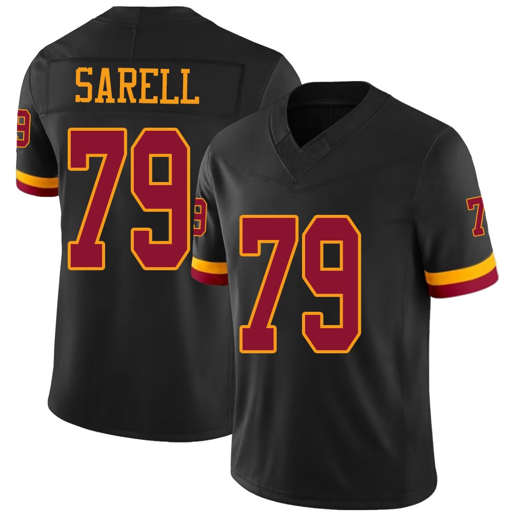 Washington #79 Sarell Player Football V Neck Short Sleeve Jersey Black Foster For Men Youth Women Gift