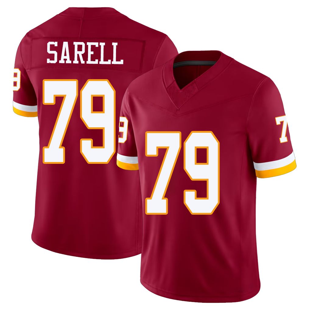 Washington #79 Sarell Player Football V Neck Short Sleeve Red Jersey Foster For Men Youth Women Gift