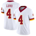 Washington #4 Luvu Player Football V Neck Short Sleeve White Jersey Frankie For Men Youth Women Gift