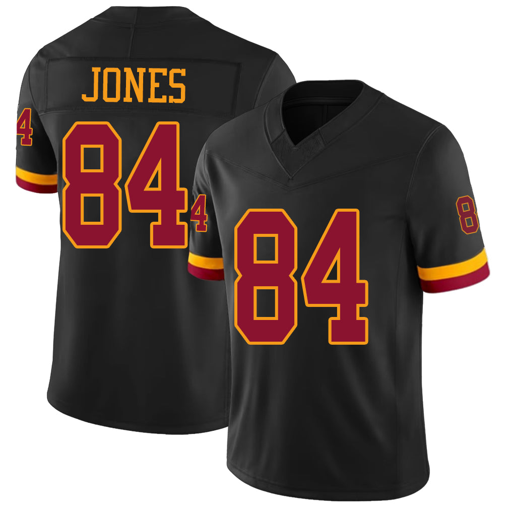 Washington #84 Jones Player Football V Neck Short Sleeve Jersey Black Jacoby For Men Youth Women Gift