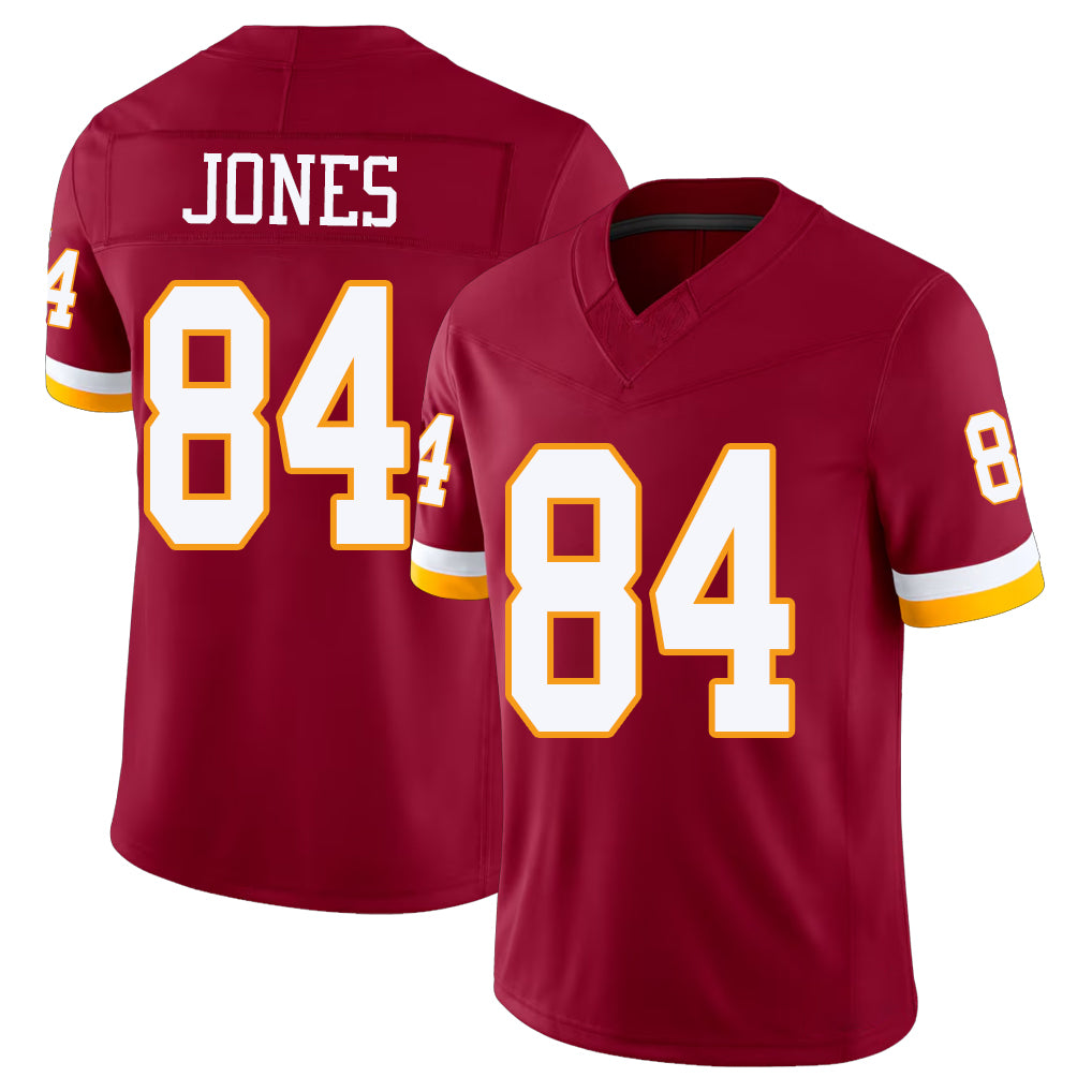 Washington #84 Jones Player Football V Neck Short Sleeve Red Jersey Jacoby For Men Youth Women Gift