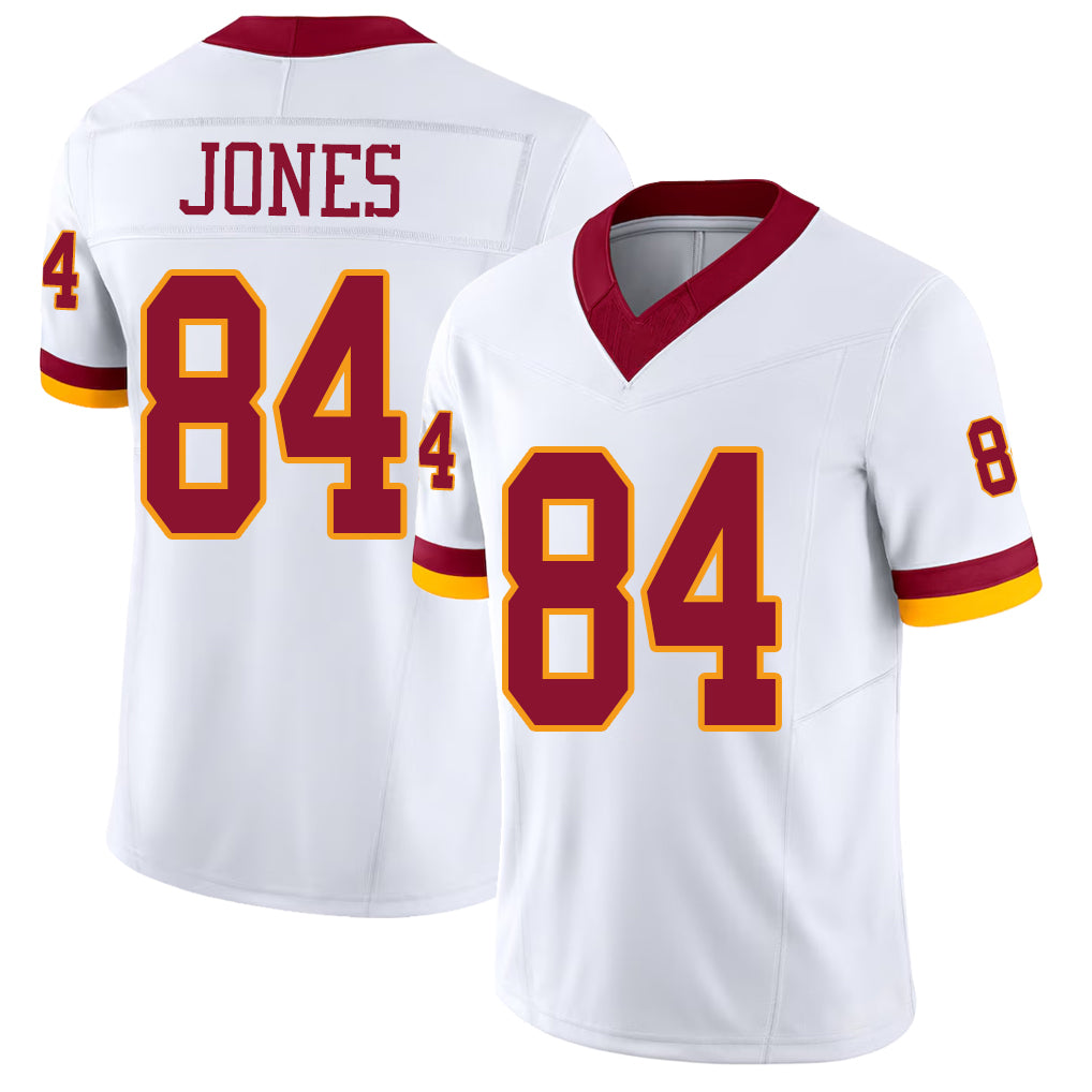 Washington #84 Jones Player Football V Neck Short Sleeve White Jersey Jacoby For Men Youth Women Gift