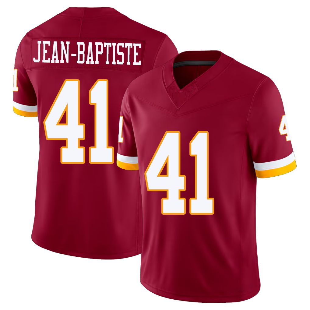 Washington #41 Jean-Baptiste Player Football V Neck Short Sleeve Red Jersey Javontae For Men Youth Women Gift