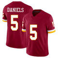 Washington #5 Daniels Player Football V Neck Short Sleeve Red Jersey Jayden For Men Youth Women Gift