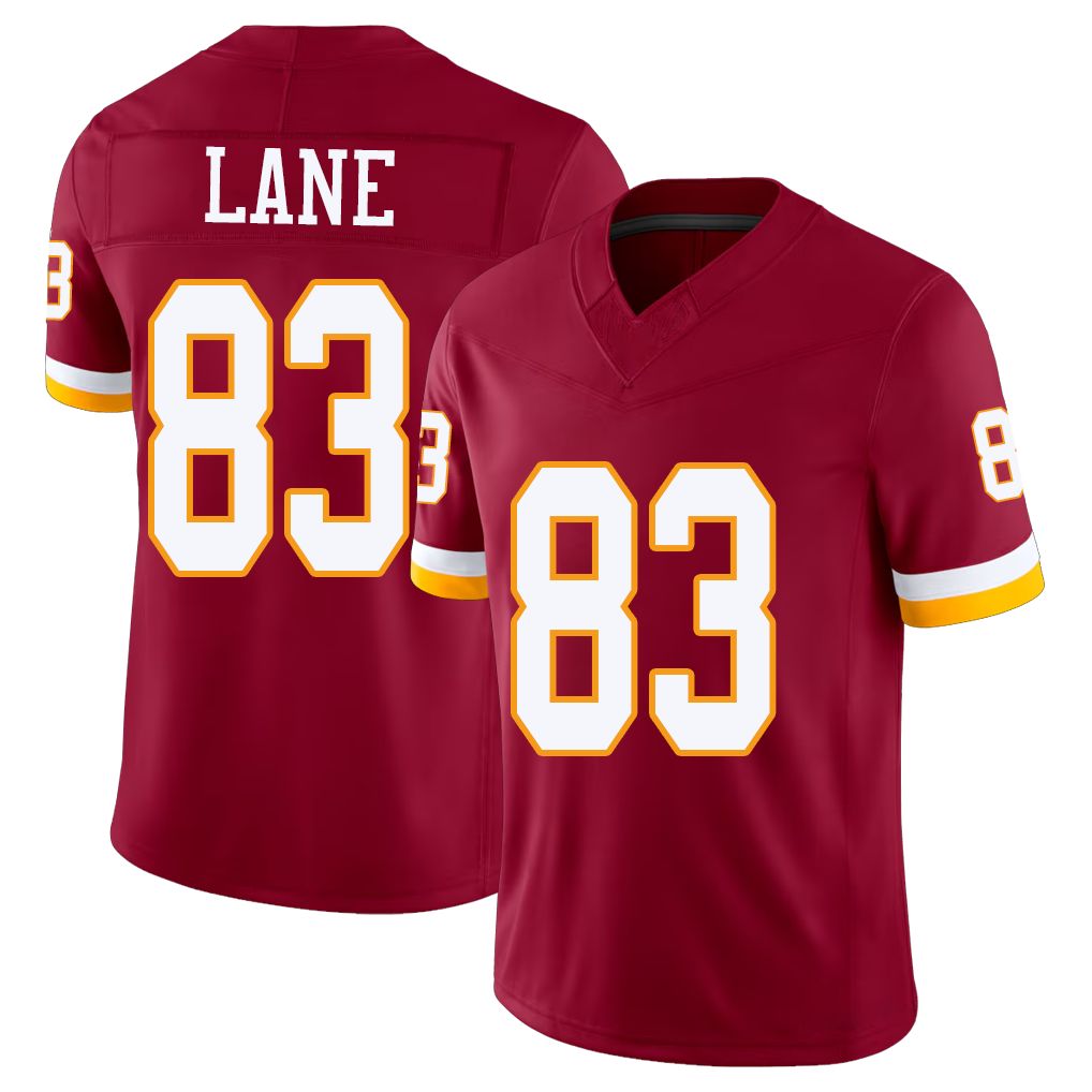 Washington #83 Lane Player Football V Neck Short Sleeve Red Jersey Jaylin For Men Youth Women Gift