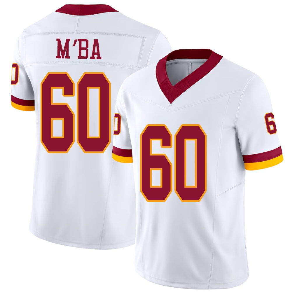 Washington #60 M'ba Player Football V Neck Short Sleeve White Jersey Jeffrey For Men Youth Women Gift