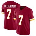 Washington #7 Theismann Player Football V Neck Short Sleeve Red Jersey Joe For Men Youth Women Gift