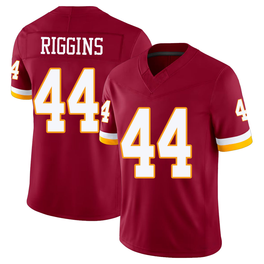 Washington #44 Riggins Player Football V Neck Short Sleeve Red Jersey John For Men Youth Women Gift
