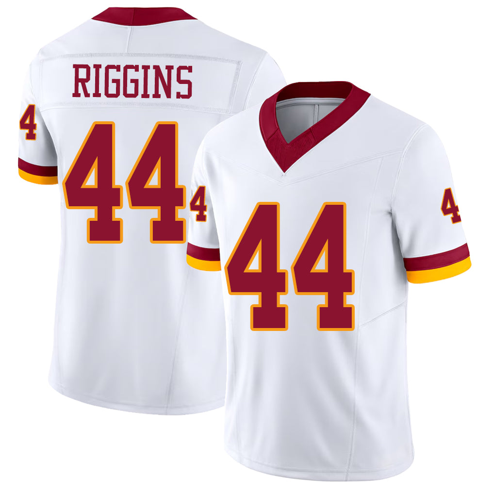 Washington #44 Riggins Player Football V Neck Short Sleeve White Jersey John For Men Youth Women Gift