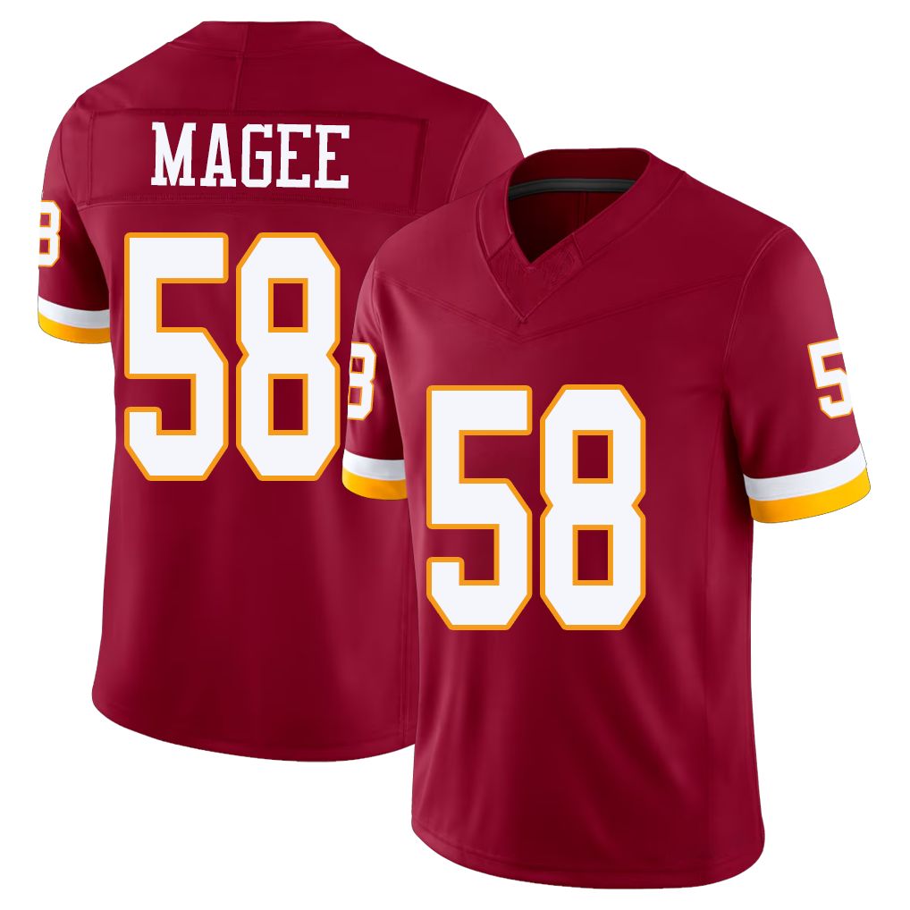 Washington #58 Magee Player Football V Neck Short Sleeve Red Jersey Jordan For Men Youth Women Gift