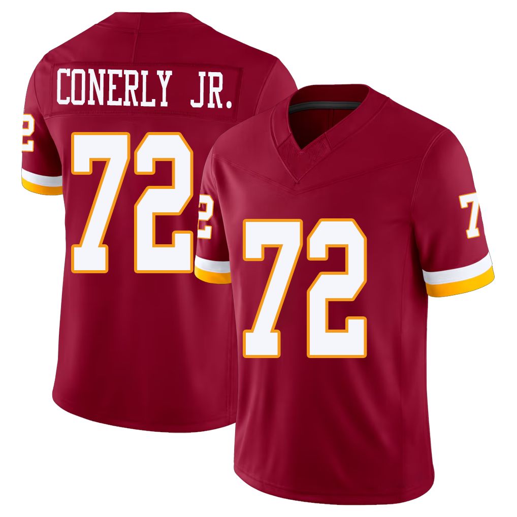 Washington #72 Conerly Jr. Player Football V Neck Short Sleeve Red Jersey Josh For Men Youth Women Gift