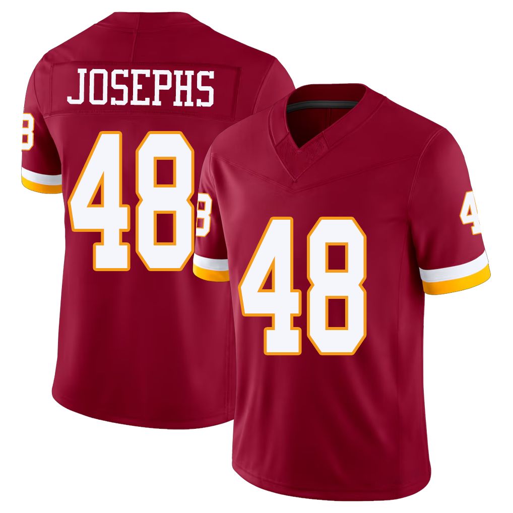 Washington #48 Josephs Player Football V Neck Short Sleeve Red Jersey Joshua For Men Youth Women Gift