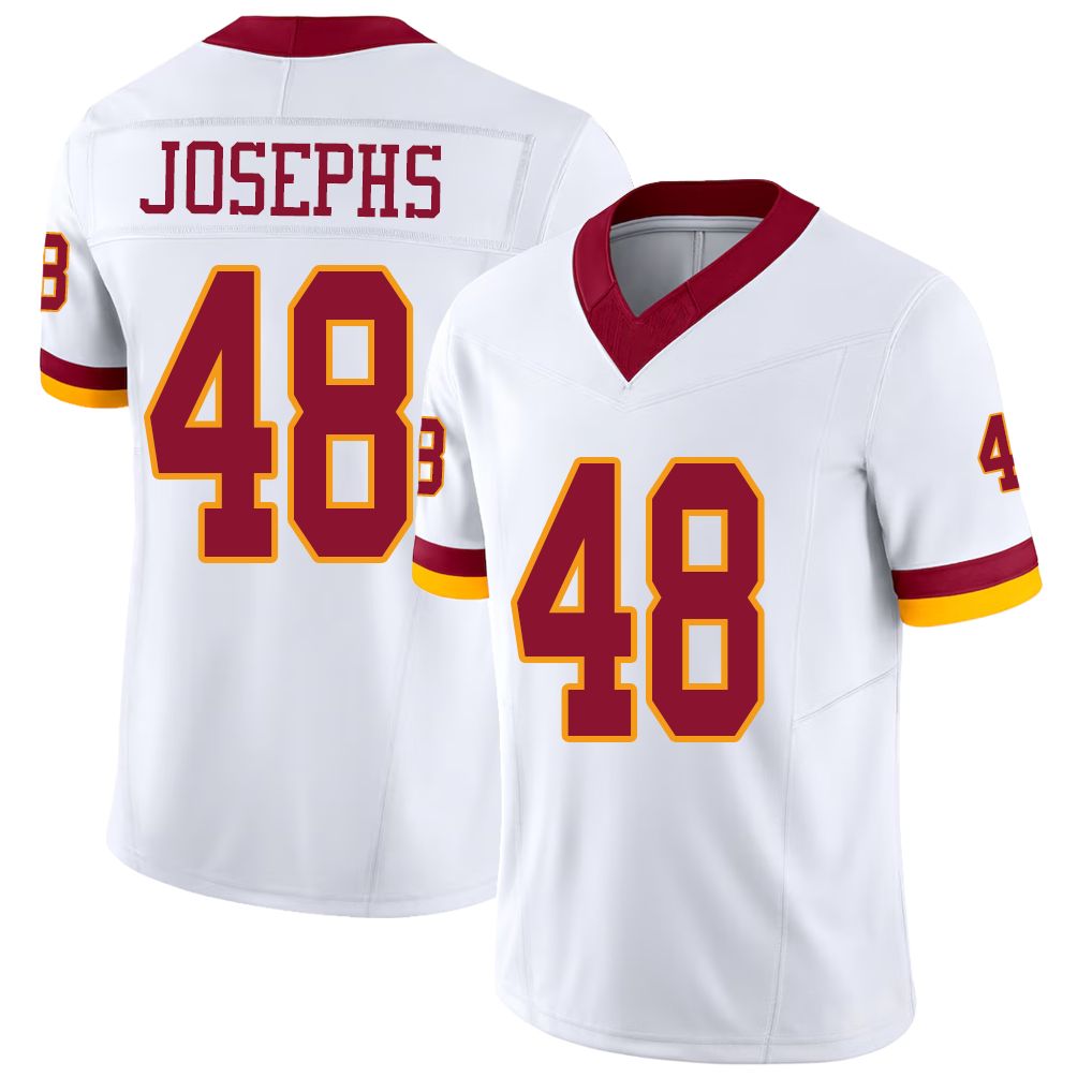 Washington #48 Josephs Player Football V Neck Short Sleeve White Jersey Joshua For Men Youth Women Gift