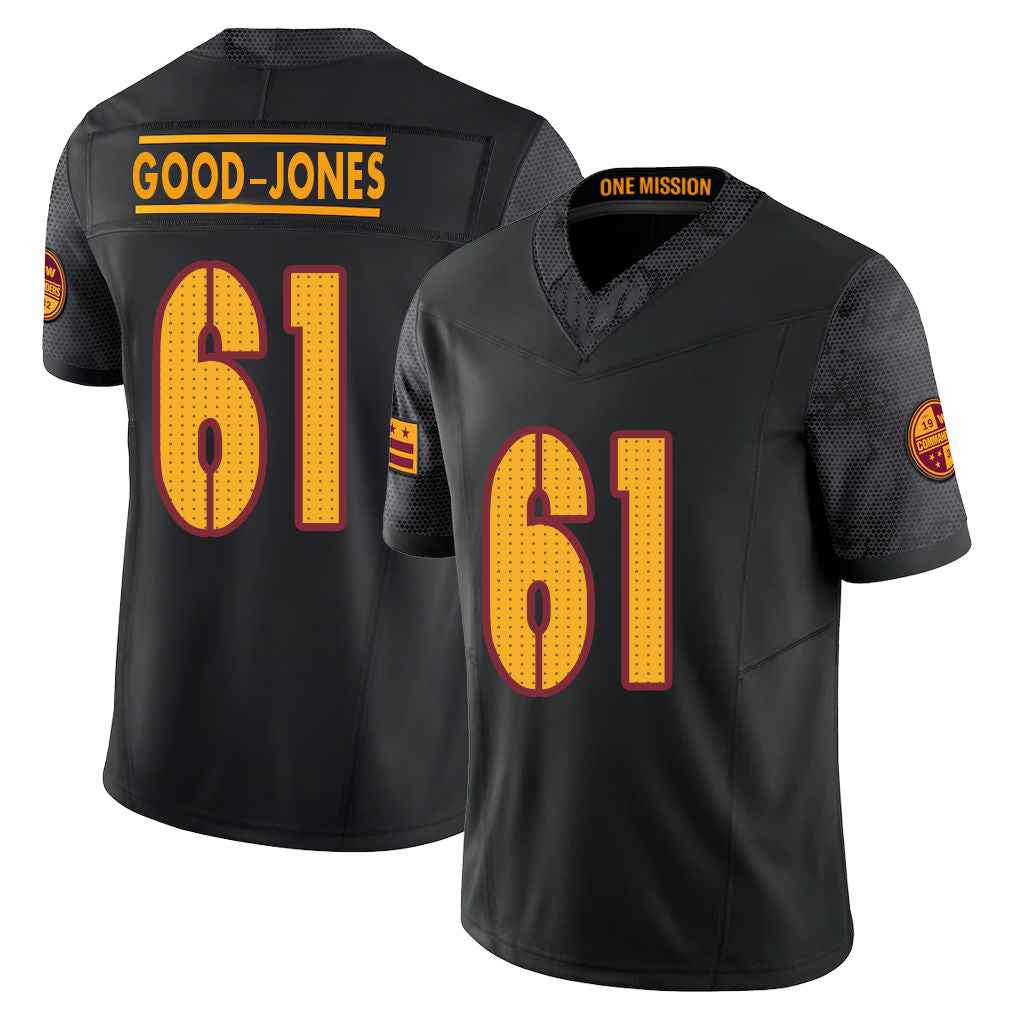 Washington #61 Good-Jones Player Football V Neck Short Sleeve Black Jersey Julian For Men Youth Women Gift