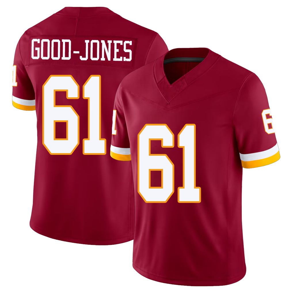 Washington #61 Good-Jones Player Football V Neck Short Sleeve Red Jersey Julian For Men Youth Women Gift