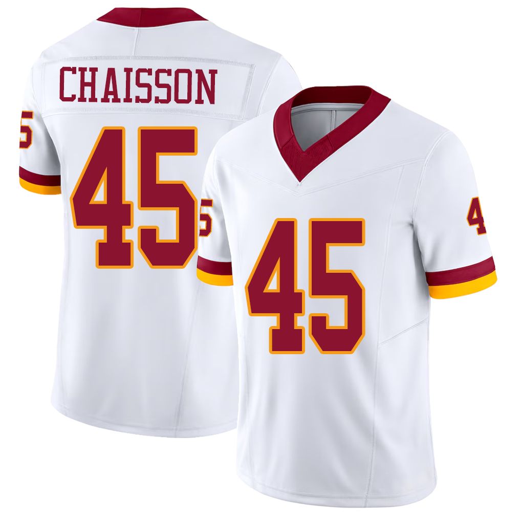 Washington #45 Chaisson Player Football V Neck Short Sleeve White Jersey K'Lavon For Men Youth Women Gift