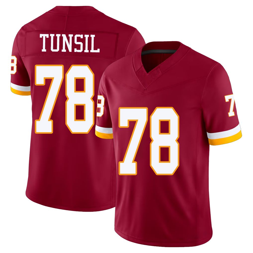 Washington #78 Tunsil Player Football V Neck Short Sleeve Red Jersey Laremy For Men Youth Women Gift