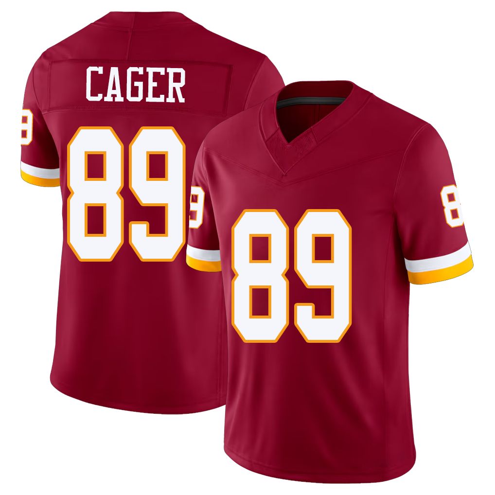 Washington #89 Cager Player Football V Neck Short Sleeve Red Jersey Lawrence For Men Youth Women Gift