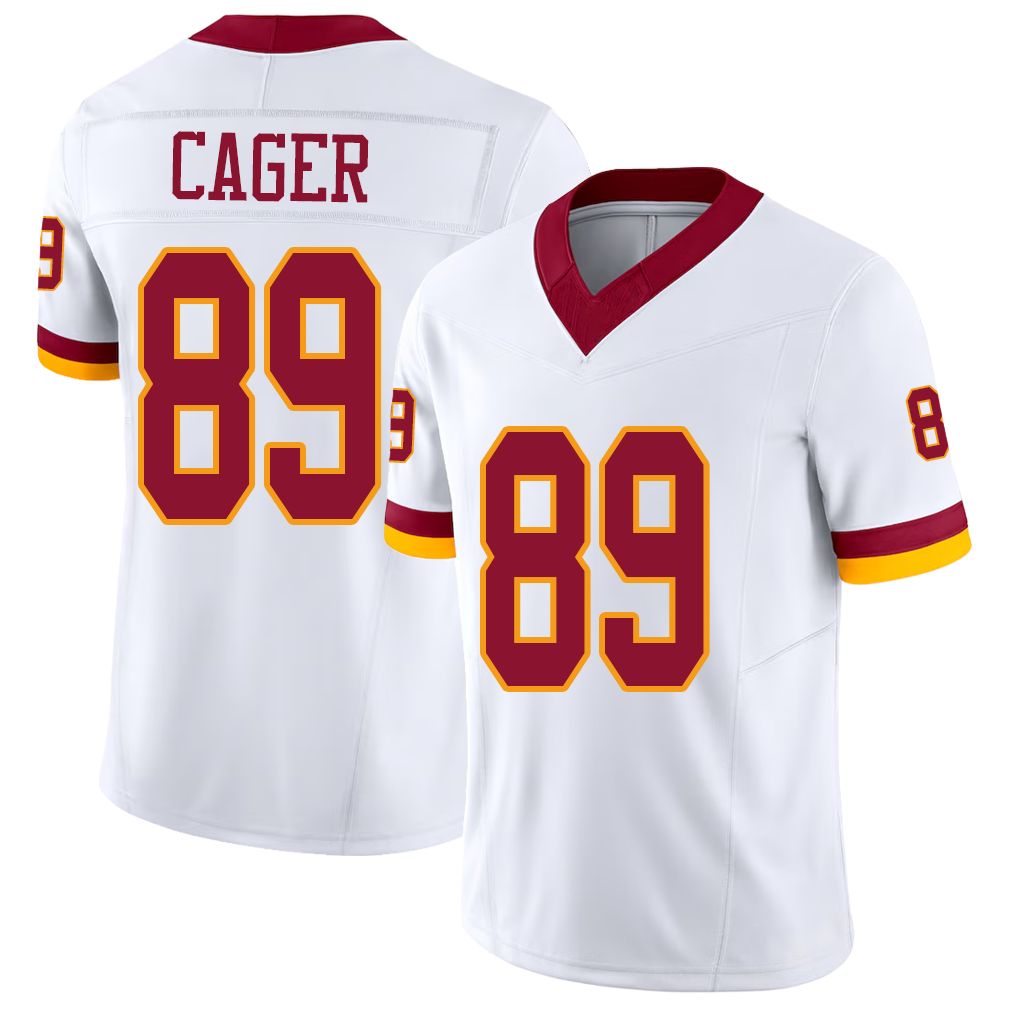 Washington #89 Cager Player Football V Neck Short Sleeve White Jersey Lawrence For Men Youth Women Gift
