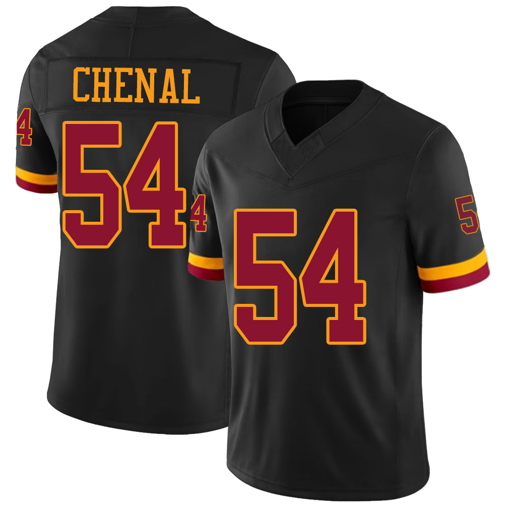 Washington #54 Chenal Player Football V Neck Short Sleeve Jersey Black Leo For Men Youth Women Gift