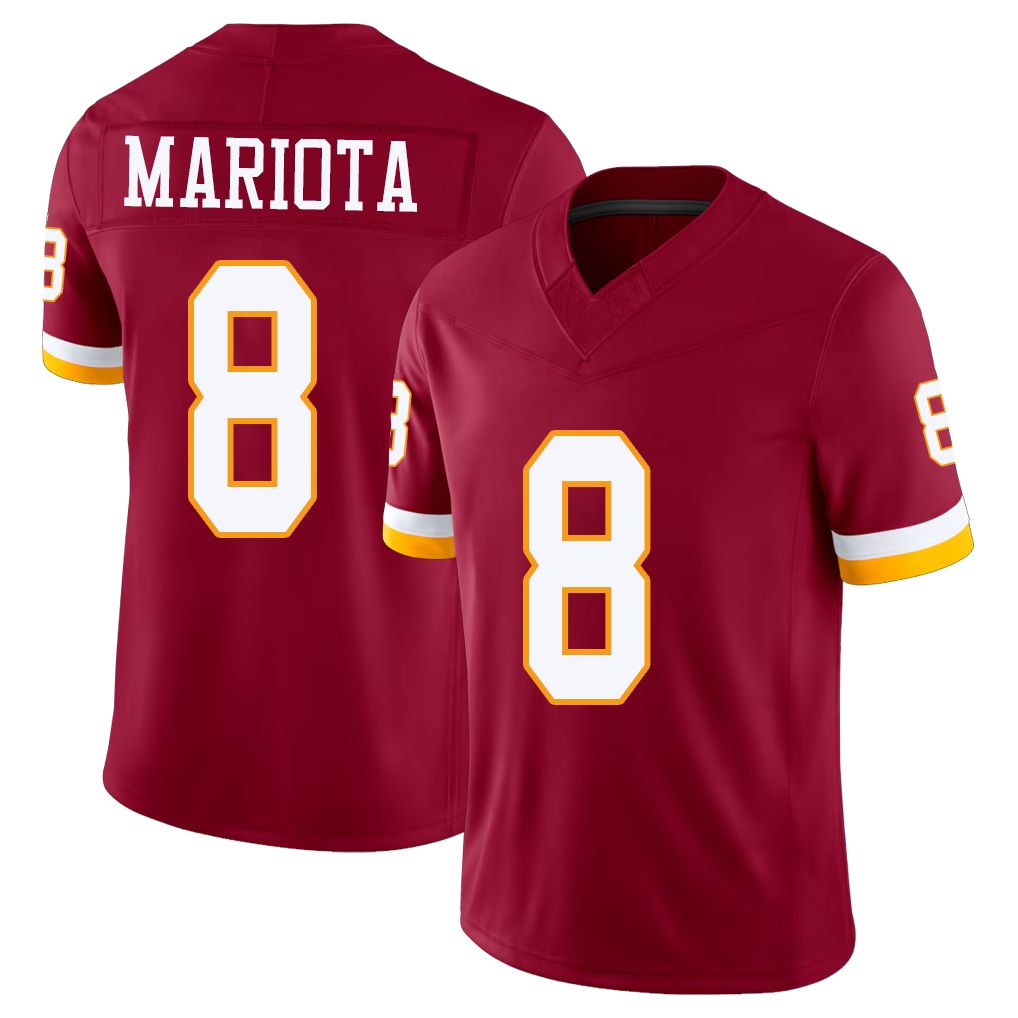 Washington #8 Mariota Player Football V Neck Short Sleeve Red Jersey Marcus For Men Youth Women Gift