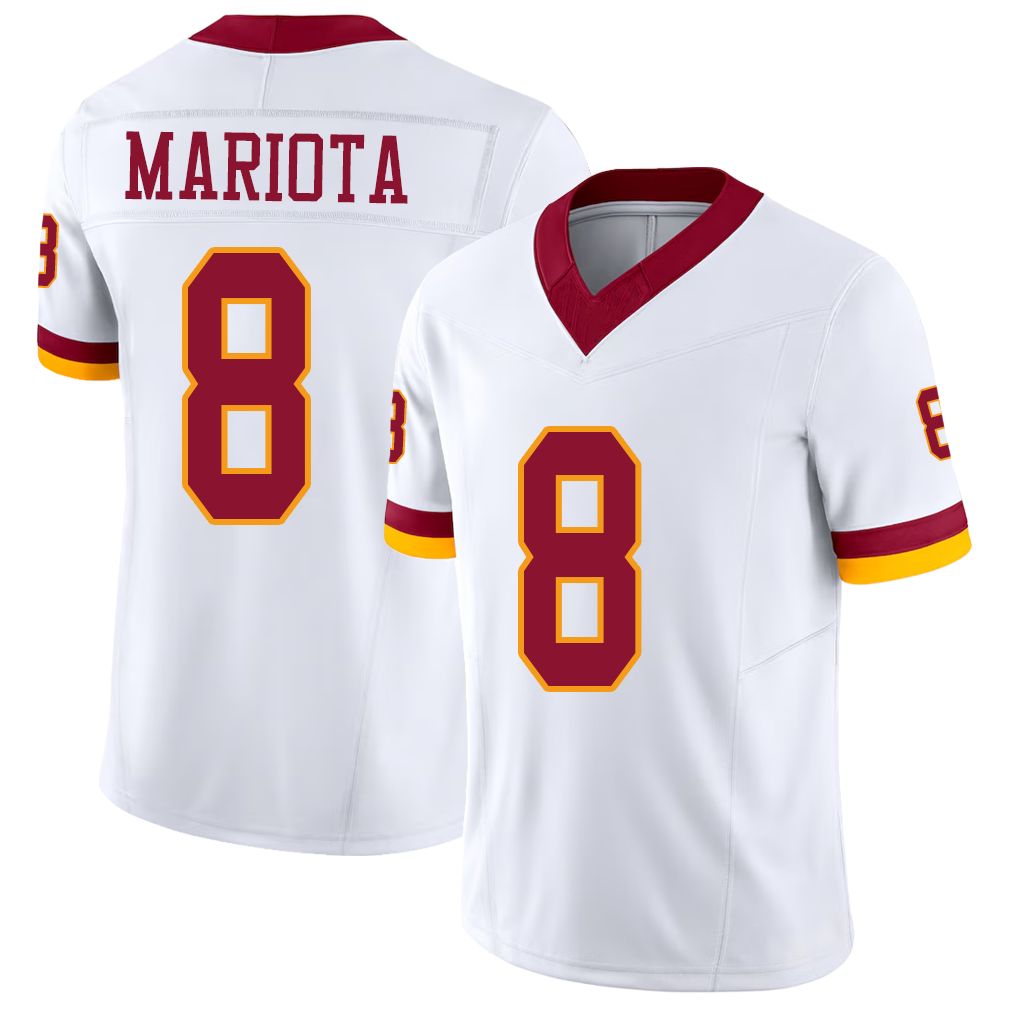 Washington #8 Mariota Player Football V Neck Short Sleeve White Jersey Marcus For Men Youth Women Gift
