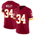 Washington #34 Wiley Player Football V Neck Short Sleeve Red Jersey Michael For Men Youth Women Gift