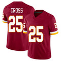 Washington #25 Cross Player Football V Neck Short Sleeve Red Jersey Nick For Men Youth Women Gift