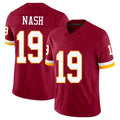 Washington #19 Nash Player Football V Neck Short Sleeve Red Jersey Nick For Men Youth Women Gift