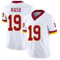 Washington #19 Nash Player Football V Neck Short Sleeve White Jersey Nick For Men Youth Women Gift