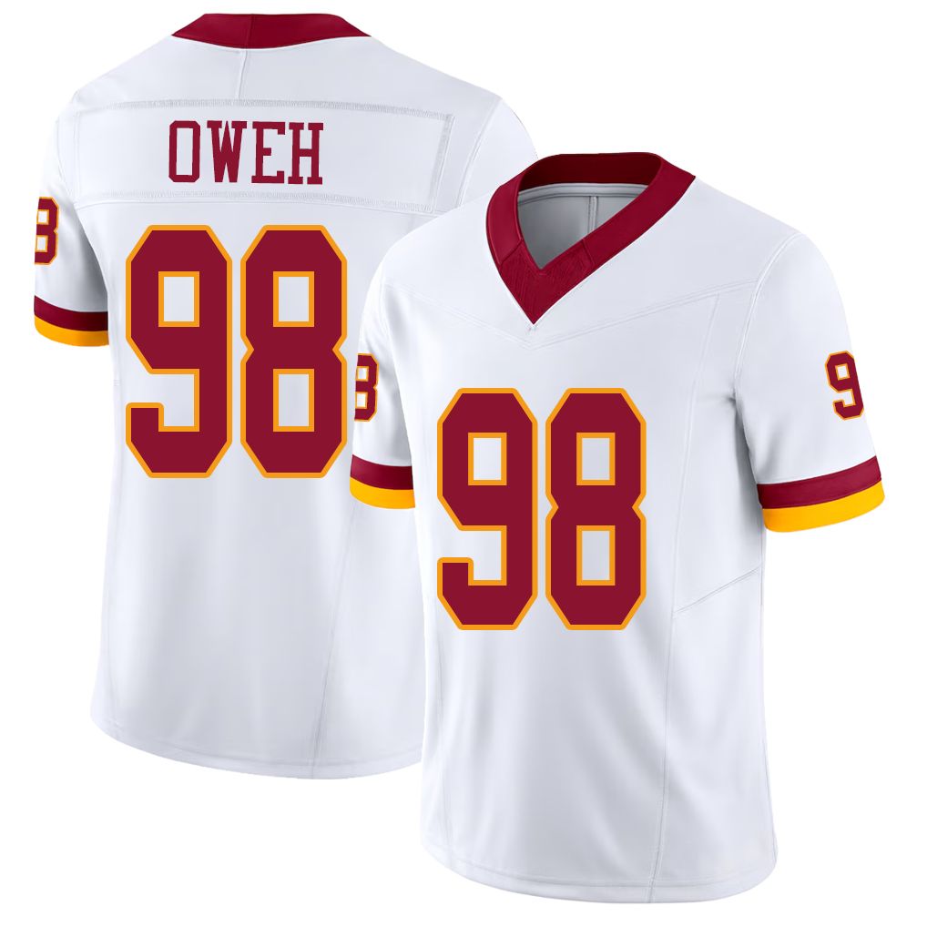 Washington #98 Oweh Player Football V Neck Short Sleeve White Jersey Odafe For Men Youth Women Gift