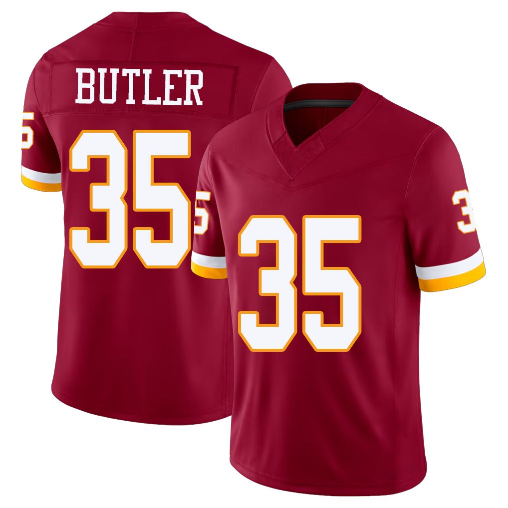 Washington #35 Butler Player Football V Neck Short Sleeve Red Jersey Percy For Men Youth Women Gift