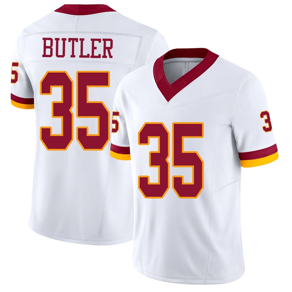 Washington #35 Butler Player Football V Neck Short Sleeve White Jersey Percy For Men Youth Women Gift