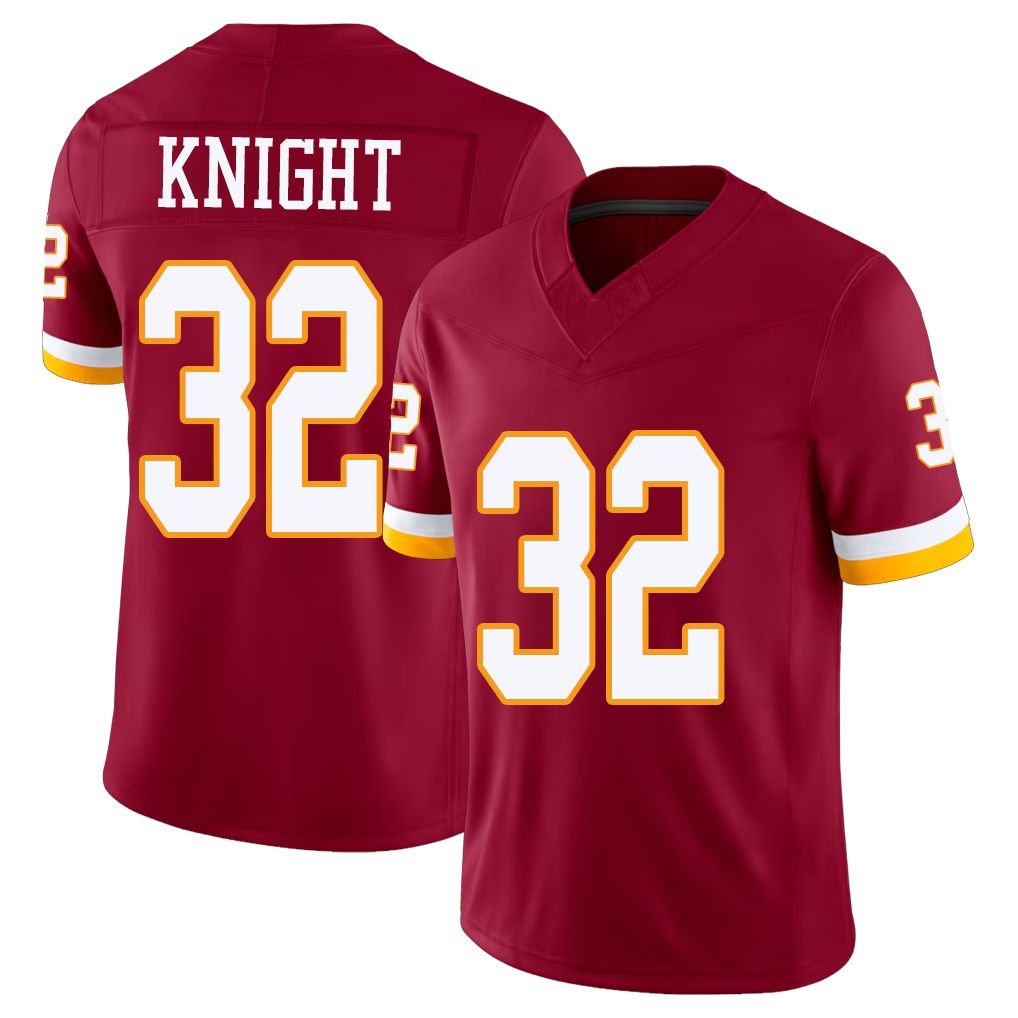 Washington #32 Knight Player Football V Neck Short Sleeve Red Jersey Qwuantrezz For Men Youth Women Gift
