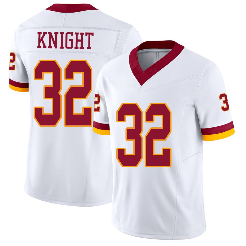 Washington #32 Knight Player Football V Neck Short Sleeve White Jersey Qwuantrezz For Men Youth Women Gift