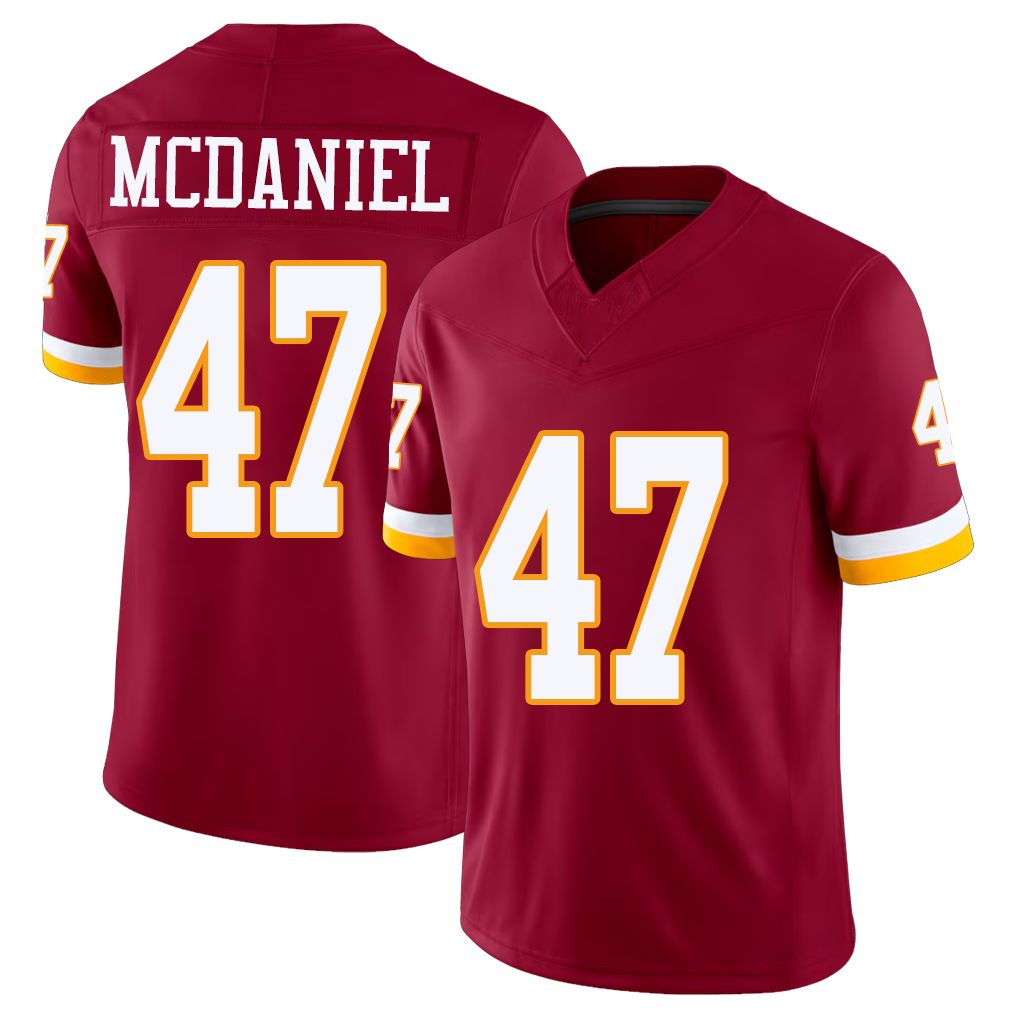 Washington #47 McDaniel Player Football V Neck Short Sleeve Red Jersey Robert For Men Youth Women Gift