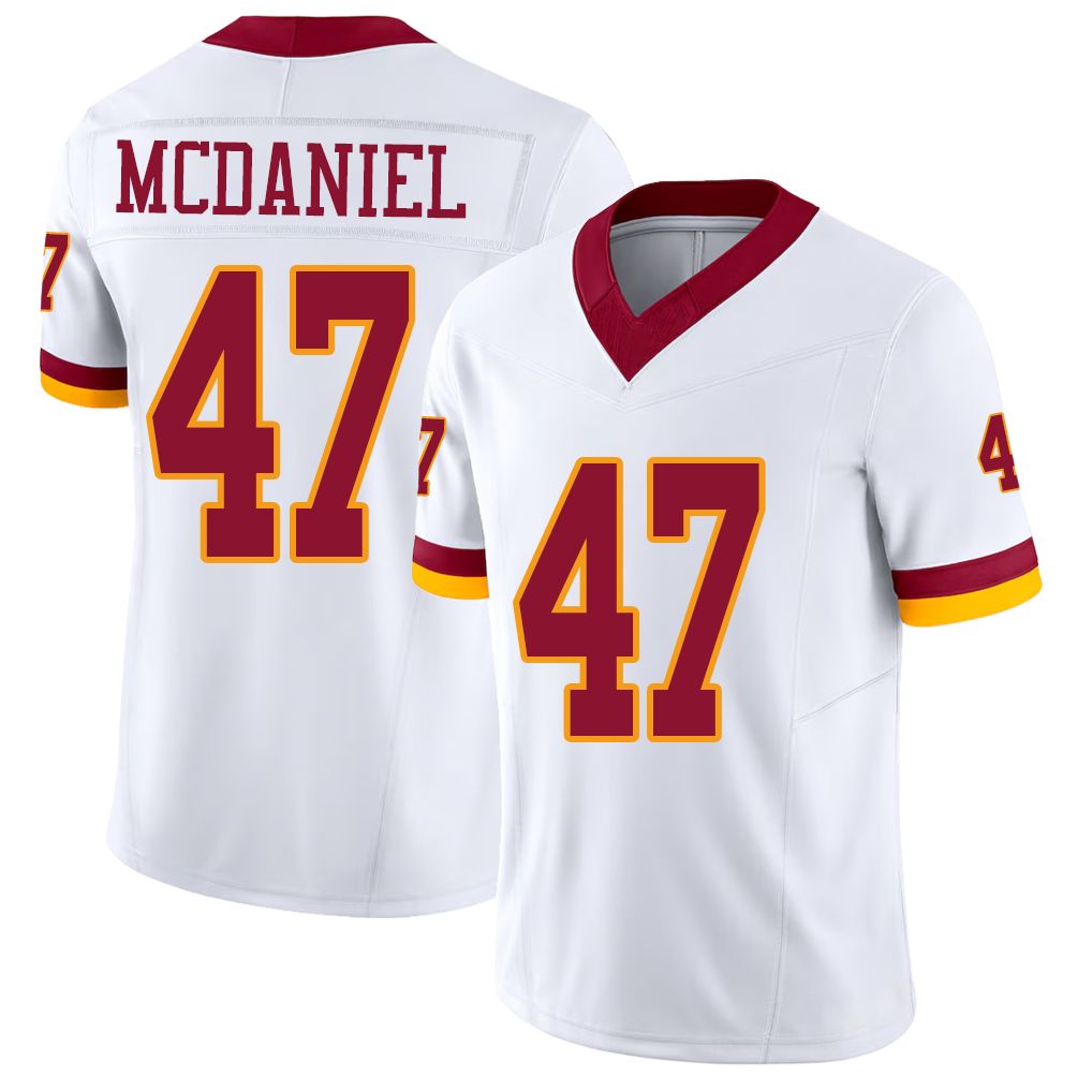 Washington #47 McDaniel Player Football V Neck Short Sleeve White Jersey Robert For Men Youth Women Gift