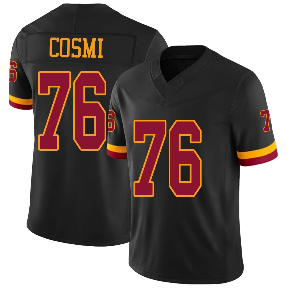 Washington #76 Cosmi Player Football V Neck Short Sleeve Jersey Black Sam For Men Youth Women Gift
