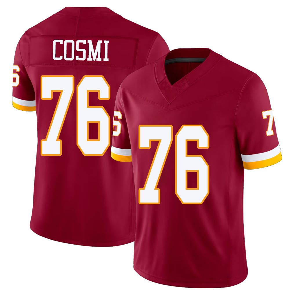 Washington #76 Cosmi Player Football V Neck Short Sleeve Red Jersey Sam For Men Youth Women Gift