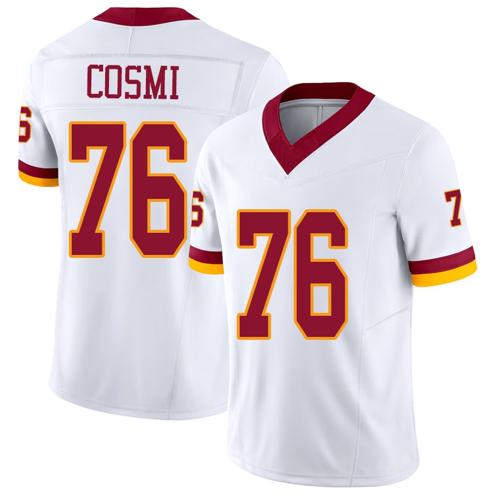 Washington #76 Cosmi Player Football V Neck Short Sleeve White Jersey Sam For Men Youth Women Gift