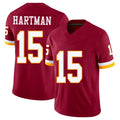 Washington #15 Hartman Player Football V Neck Short Sleeve Red Jersey Sam For Men Youth Women Gift