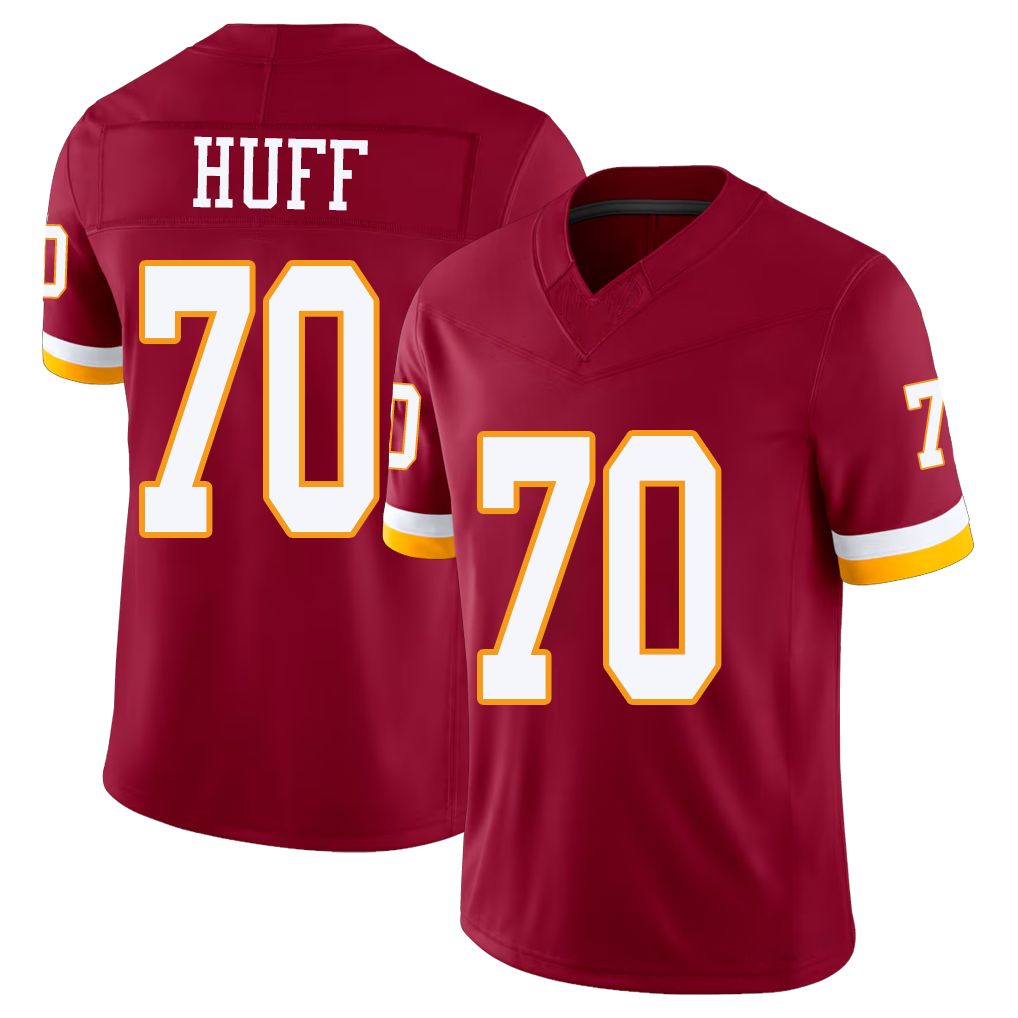 Washington #70 Huff Player Football V Neck Short Sleeve Red Jersey Sam For Men Youth Women Gift