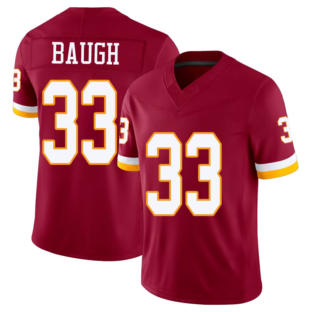 Washington #33 Baugh Player Football V Neck Short Sleeve Red Jersey Sammy For Men Youth Women Gift