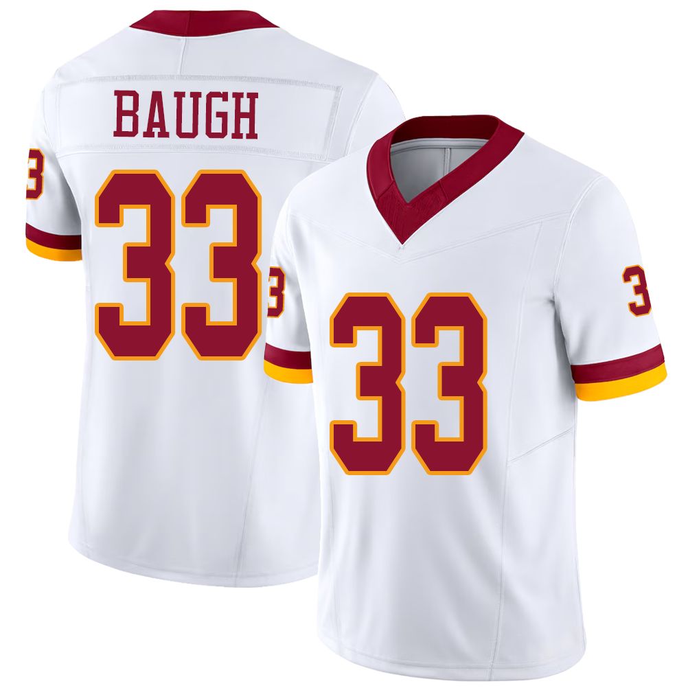 Washington #33 Baugh Player Football V Neck Short Sleeve White Jersey Sammy For Men Youth Women Gift