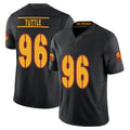 Washington #96 Tuttle Player Football V Neck Short Sleeve Black Jersey Shy For Men Youth Women Gift